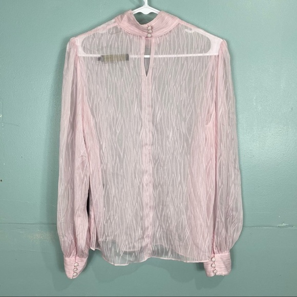 House of Harlow 1960 X Revolve Elise Blouse Sz M Sheer Pink Fairy - Picture 11 of 13